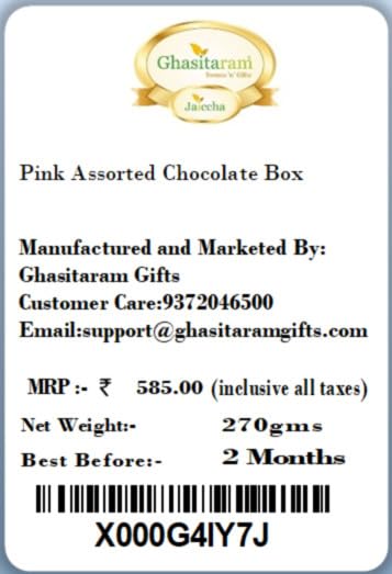 Valentine Gifts - Valentine Chocolates Ghasitaram Gifts - Pink Assorted Chocolate Box