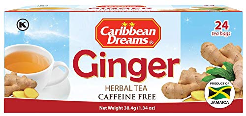 Caribbean Dreams Instant Ginger Tea, 100% Ginger Root, 24 Tea Bags (Pack of 3) - Total 72 Tea Bags