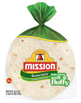 Mission Soft Taco Homestyle Flour Tortillas, Trans Fat Free, Thick, Medium Size, 10 Count - 2 Packs