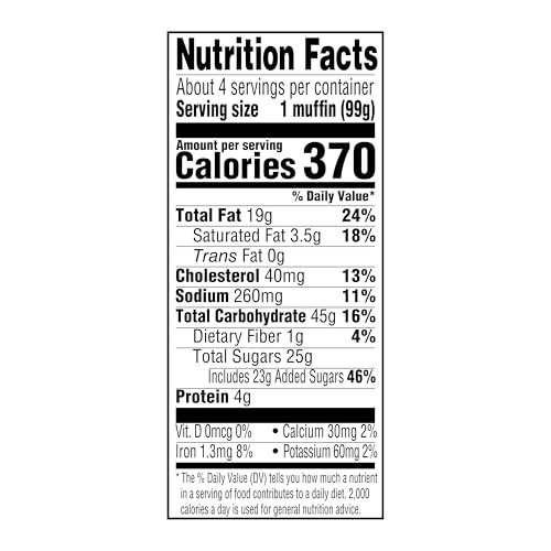 Amazon Grocery, Blueberry Muffins, 14 Oz, 4 Ct, Frozen