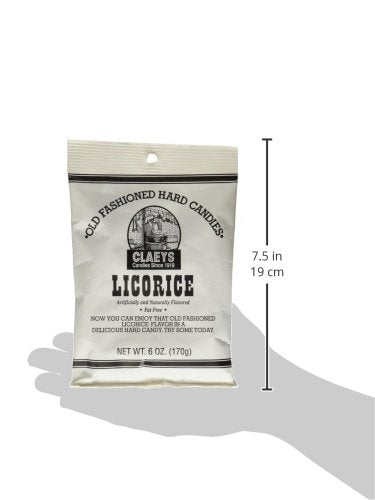 Claeys Candies Licorice - Old Fashioned Hard Candy - Artificially and Naturally Flavored - Fat-Free - 6 Ounce - 6-Pack