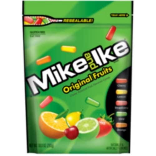 Mike and Ike Original Fruits Chewy Candy, 10 Ounce Stand Up Bag - 8 per case.