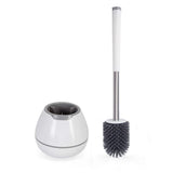 BOOMJOY Toilet Brush and Holder Set, Silicone Toilet Bowl Cleaner Brush, Bathroom Cleaning Bowl Kit with Tweezers, Bathroom Accessories with Aluminum