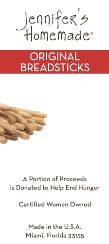 JENNIFERS HOMEMADE Original Breadsticks, VEGAN All Natural, Made with extra virgin olive oil, Crunchy and delicious snack, 5 OZs