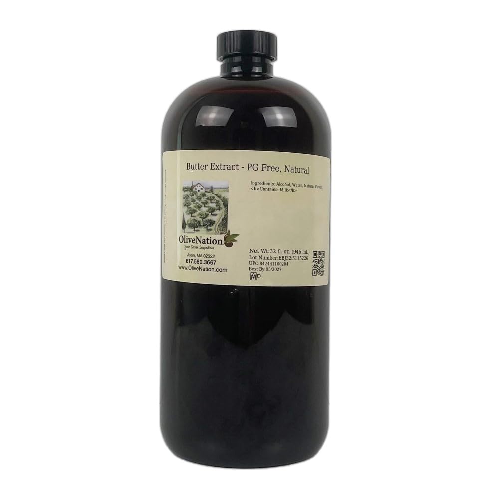 Butter Flavoring Extract, OliveNation Butter Extract - PG Free, Natural, Sugar Free, Non-GMO, Gluten Free, Kosher - 32 oz