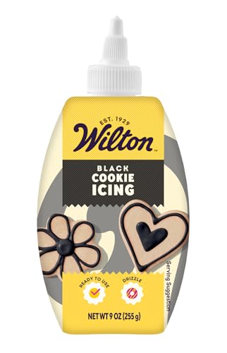 Wilton Cookie Icing, Ready-to-Use Fast-Drying Squeeze Bottle Icing for Decorating Sugar Cookies & Gingerbread, 9 oz, Black