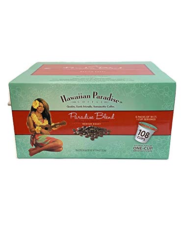 Hawaiian Paradise Coffee Paradise Blend Single Serve Cups 108 Count Loose Cups - Medium Roast - Compatible with Keurig K-Cup Brewers