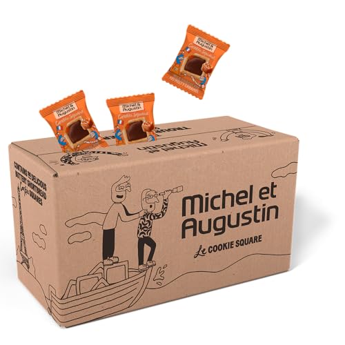 Michel et Augustin Cookies, Individually Wrapped Snacks, Milk Chocolate & Caramel Shortbread Cookies, Bulk Snacks, 180 French Butter Cookies