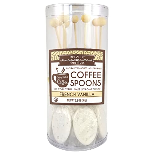 Melville Candy Gourmet Coffee Spoons - Naturally Flavored Stirrers for Beverages - Sweetened French Vanilla, 8 Count
