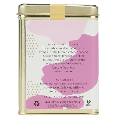 Harney & Sons Sweet Azuki Black Tea, Tin of 20 Sachets, Vanilla and Red Bean Flavored Blend