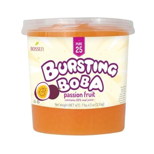 Bossen Bursting Boba Pure25 filled with a refreshing fruity liquid that creates a burst of flavor in your mouth Make in Taiwan 7.04 lb Each Pack (1