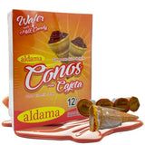 ALDAMA Wafer Milk Candy Cones, Crisp Wafer Shells Filled with Rich Mexican Cajeta Milk Filling (12 pieces)