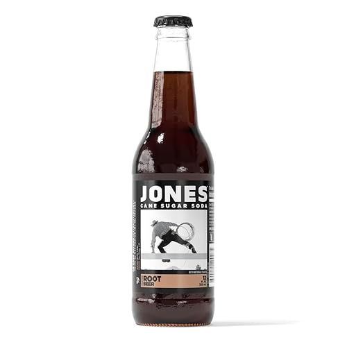 One(1) Single Bottle - Jones Soda Co. Root Beer Soda Flavor | 100% Cane Sugar Soda | Craft Soda Pop | Soda Soft Drinks | Glass Bottle Soda