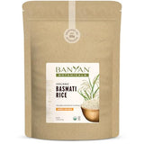 Banyan Botanicals White Basmati Rice - Organic & Pure Basmati Rice for Cooking Healthy Meals and Making Kitchari - With Resealable Zipper Bag - 5 lbs - Non-GMO Sustainably Sourced Vegan