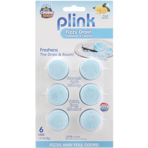 COMPAC HOME Plink Sink Drain Cleaner and Deodorizer, Air Fresheners for Garbage Disposal, Lemon Scented, Home Accessory Cleaning Products for Kitchen