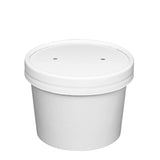 GUSTO 8 oz. White Paper Food Containers with Vented Lids [25 Count] To Go Hot Soup Bowls, Disposable Ice Cream Cups, Ideal for Hot and Cold Foods