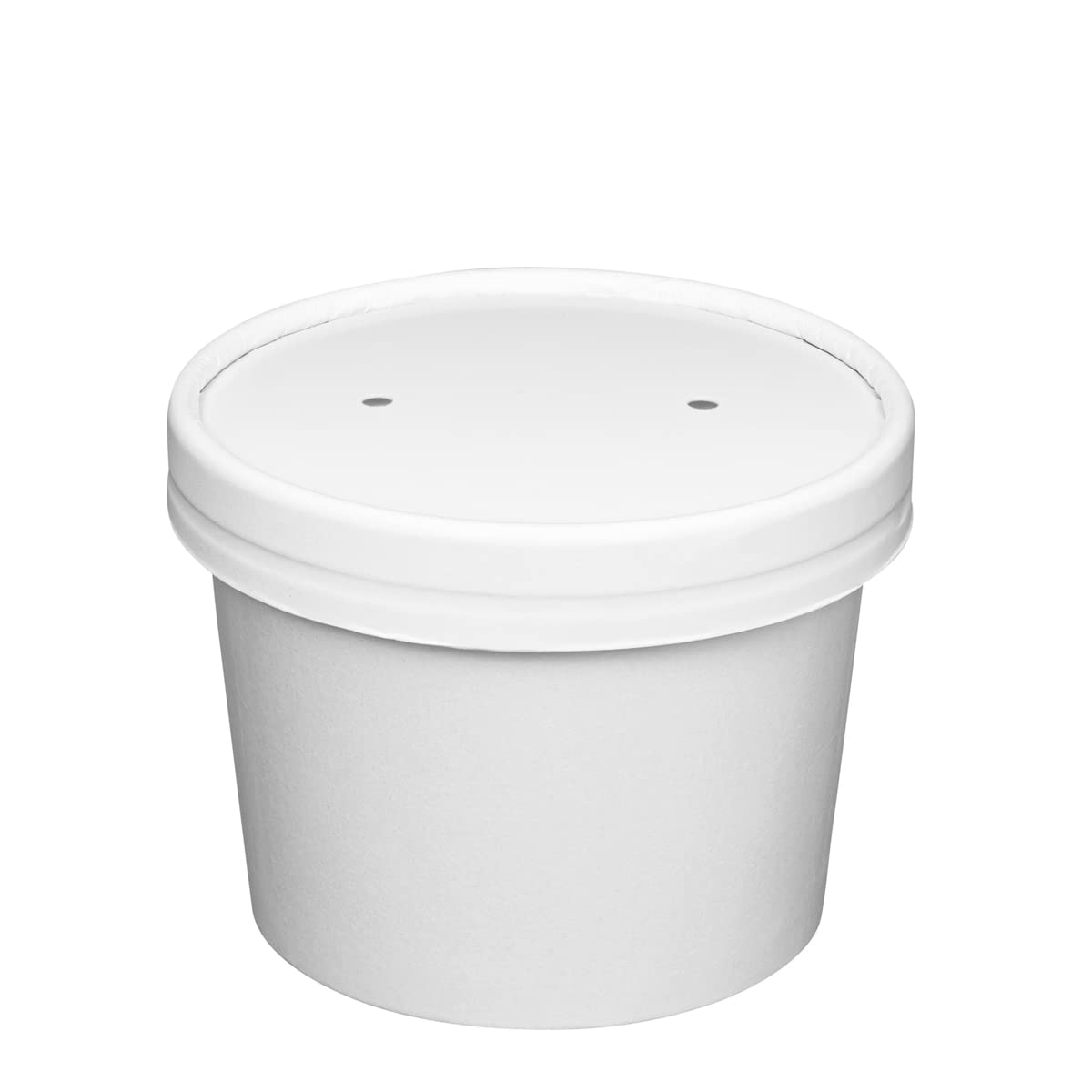 GUSTO 8 oz. White Paper Food Containers with Vented Lids [25 Count] To Go Hot Soup Bowls, Disposable Ice Cream Cups, Ideal for Hot and Cold Foods