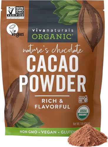 Organic Cacao Powder, Unsweetened, 1 lb (454 g) - Rich Dark Chocolate Flavor, Perfect for Baking, Smoothies & Hot Chocolate - Vegan, Keto, Paleo, Non-GMO & Gluten-Free Cocoa Powder