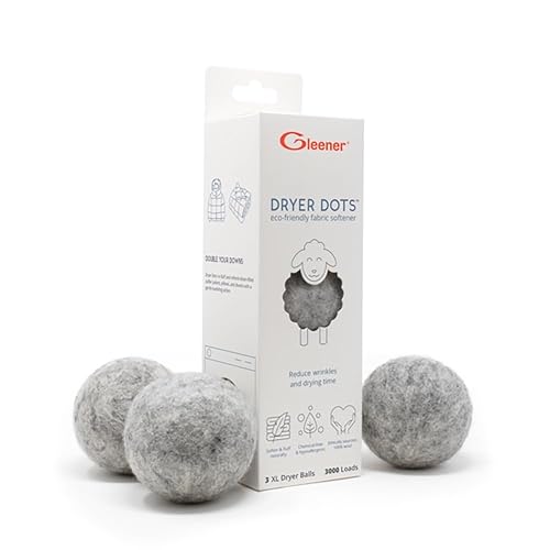 GLEENER Dryer Dots Fabric Softener | 100% New Zealand Wool | Extra large 3 pack | Grey (3)