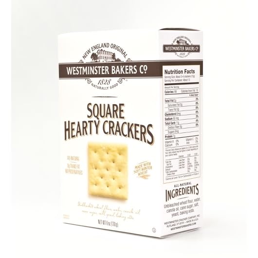 Square Hearty Crackers, 6 Ounch, Made (6 Ounce (Pack of 1), Square Hearty Crackers)
