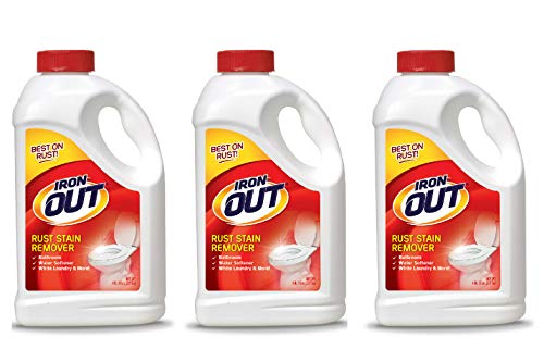 Iron OUT Rust Stain Remover Powder, Remove Rust Stains in Bathrooms, Kitchens, Appliances, Laundry, and Outdoors, 4.75 Pound Bottle 3-Pack