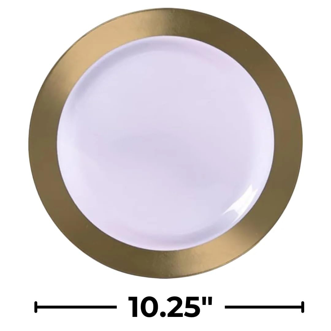 SILVER SPOONS Elegant Disposable Plates For Party - (10 pc) Heavy Duty Disposable Dinner Set 10.25”, Fine Plastic Dishes For Elegant China Look, Great