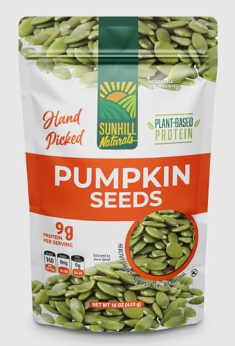 Sunhill Naturals Raw Pumpkin Seeds | Heart-Healthy Pumpkin Seed Snack Bag | Low Carb Seeds for Snacking | Keto Snacks for Adults and Kids
