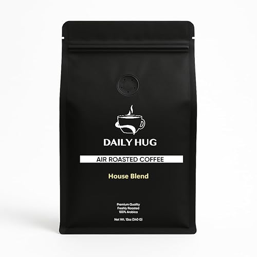 Daily Hug House Blend Coffee, 12oz Medium Roast Whole Bean - Air Roasted Small Batch, Notes of Milk Chocolate, Toasted Nuts, Brown Sugar & Citrus