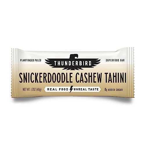 Thunderbird Bars Energy Snack, Gluten-Free with Protein, Healthy Real Food, Vegan Paleo Non-GMO, No Added Sugar, Snickerdoodle Cashew Tahini Flavor