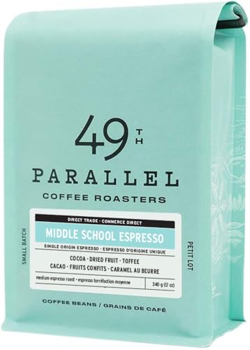 49th Parallel Coffee Roasters - Middle School Espresso Whole Beans - Gourmet Coffee - Medium Roast Coffee, 12oz