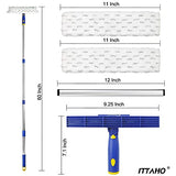 ITTAHO 60" Window Squeegee Cleaner 2 in 1 Window Cleaning Tool Kit Window Washing Kit with Extension Pole for Shower Glass, Indoor/Outdoor High Window