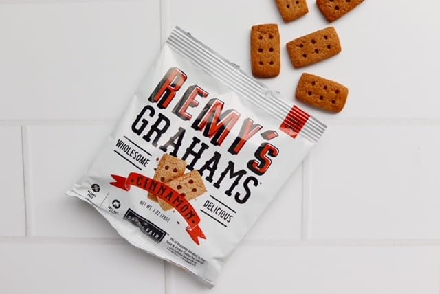 Safe + Fair Remy's Cinnamon Grahams 24ct - Wholesome Healthy Snacks - Bite-Sized Whole Grain Treats - Single-Serve Pouches for School Lunches