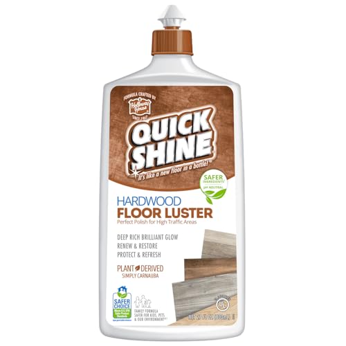 Quick Shine Hardwood Floor Luster-Polish 27oz | Plant-Derived w/Carnauba | Safer Choice, No PFAS, pH Neutral | Ready to Use Formula w/Anti-Slip