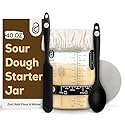 Sourdough Starter Kit with 40 oz Glass Jar - Extra Thermometer Strips and Breathable Covers Included in Sourdough Starter Jar Kit - A Perfect