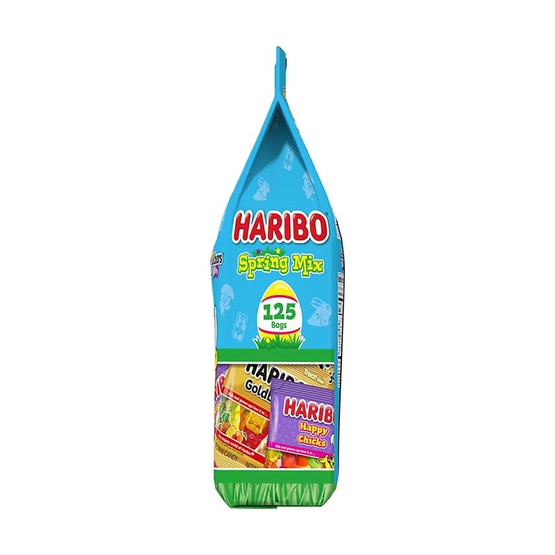HARIBO Spring Mix Gummy Candy, 125 Bags (50 oz Total) - Goldbears, Happy Hoppers & Happy Chicks Assorted Gummies