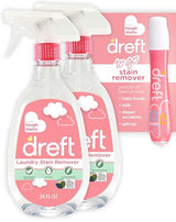 Dreft Stain Remover for Baby Clothes and Hypoallergenic Baby Stain Remover Spray Plus Travel Size Stain Treater Pen, 24 Fl Oz ( Pack of 2 + Stain Pen)