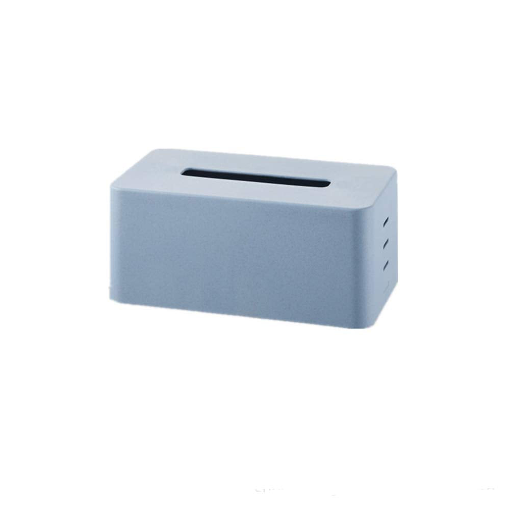 SUNGFINE Plastic Paper Facial Tissue Rectangular Facial Tissue Dispenser Box Holder with Bottom, Bathroom Vanity Countertops Desks Office (Blue