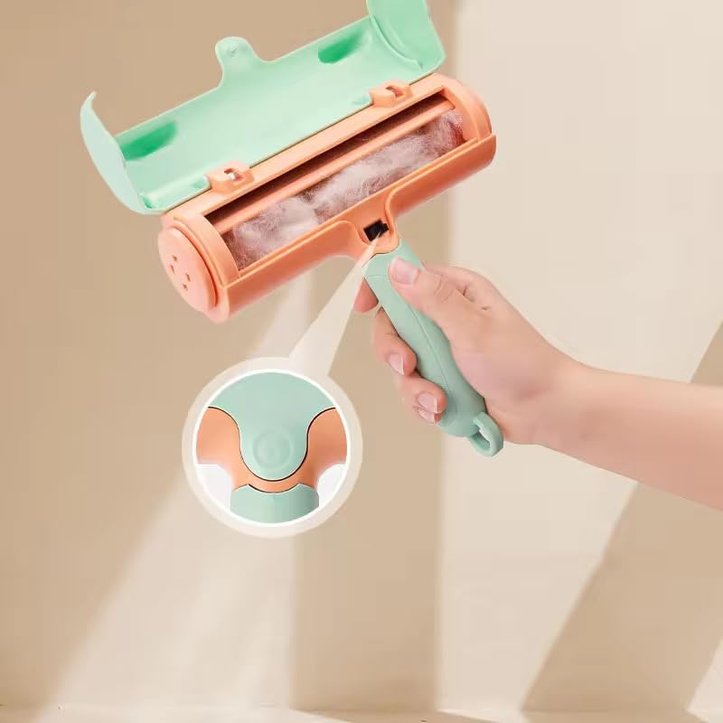 Tiny Pet Hair Remover, Reusable Lint Roller for Cats and Dogs, Mint Green and Rose Gold, Multi-Surface Fur Removal Tool