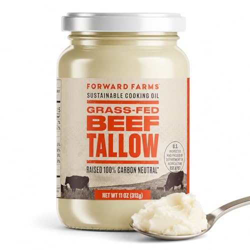 Forward Farms Grass-Fed Beef Tallow for Cooking 11 oz |100% Pure Cooking Fat | Sauteing, Deep Frying, Searing, Baking |Gluten-Free & Dairy-Free |