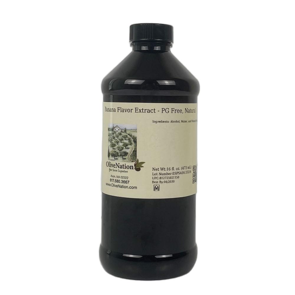 OliveNation Banana Extract from Natural Flavors for Baked Goods, Beverages, Breads, Fillings, Sugar Free, Non-GMO, Gluten Free, Kosher, Vegan - 16 oz