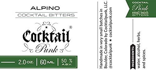CocktailPunk Cocktail Bitters Small Batch Craft - Made in USA Using All Natural Organic Non GMO Fruits and Spices. (Alpino)