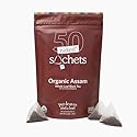 Two Leaves and a Bud Organic Assam - 50 Naked Tea Sachets, Whole Leaf Black Tea in Pyramid Sachets, Resealable Bag, 50 Count (Pack of 1)