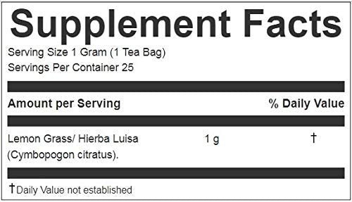 Hanan Peruvian Secrets Hierba Luisa Te Limon | 100% Natural Lemon Grass | 25 Tea Bags | Naturally Aids in Relieving Occasional Stress, Tension |
