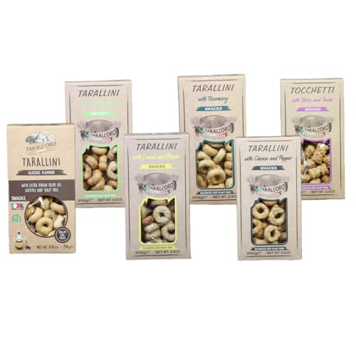 Tarallini Mixed Pack of 6 (Classic, Fennel Seeds, Calzone, Lemon and pepper, Rosemary, Cheese and Pepper)