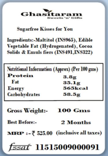Valentine Gifts- Sugarfree Kisses for you