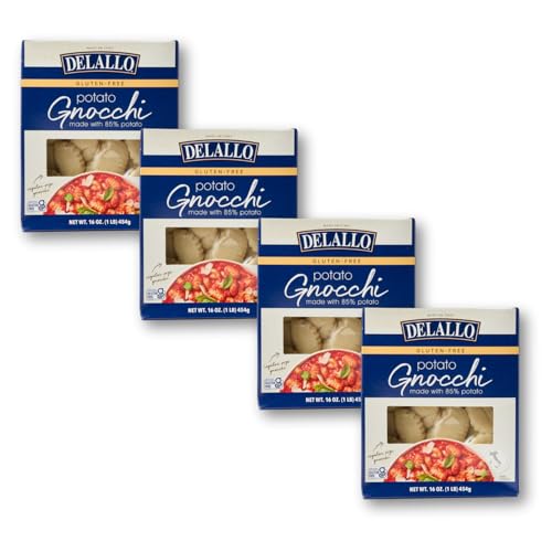 DeLallo Gluten Free Gnocchi Pasta, 16 Ounce Box, Non-GMO, Made with Potato and Rice Flour, Vegan (4 Pack)