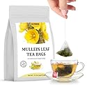 Premium 50 Mullein Leaf Tea Bags. Made with 100% Pure Mullein Leaves, for Lungs Cleanse and Respiratory Support, No Flavoring & No Additives