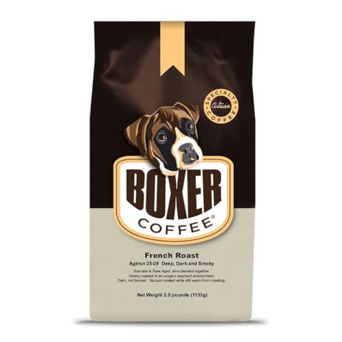 Boxer Coffee Dark Roast Whole Bean - French Roast 2.5 LB Bag - Specialty Grade, Gourmet Artisan Coffee
