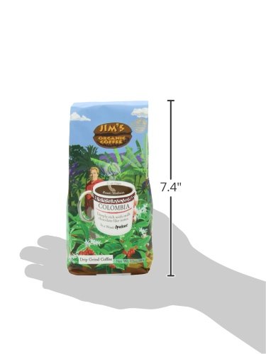 Jim's Organic Coffee Colombian Ground Coffee, 12-Ounce