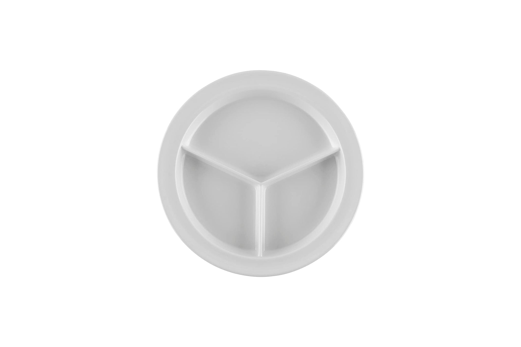 G.E.T. ?CP-530-W-EC Heavy-Duty 3 Compartment Plastic Divided Compartment Plates, Deep Sided, 9", White (Set of 4)